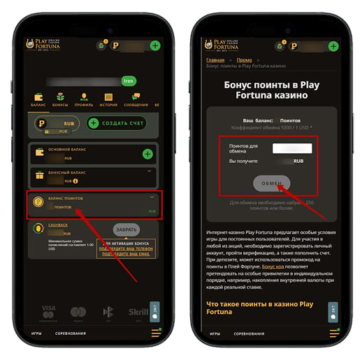Обмен поинтов